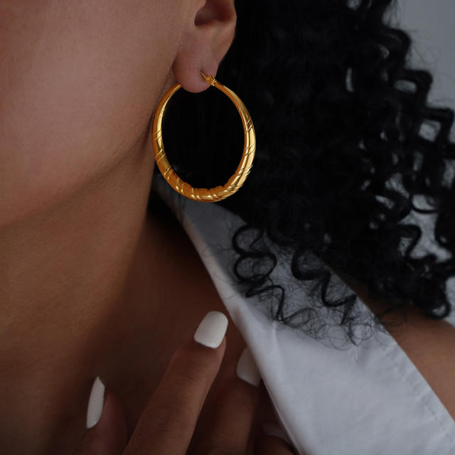 18K chunky different design stainless steel hoop earrings