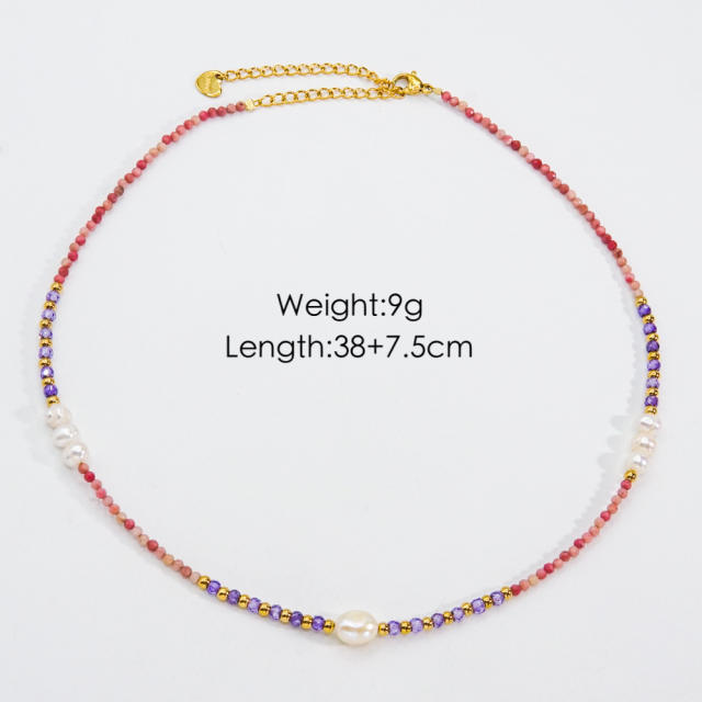 Handmade natural crystal bead colorful women necklace