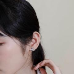 Diamond 925 sterling silver starfish women earrings