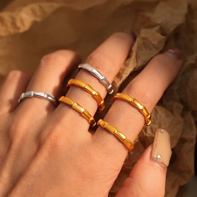 18K gold plated bamboo stainless steel rings