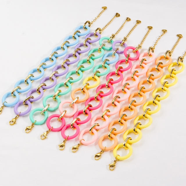 INS Y2K colorful acrylic chain bracelet for women