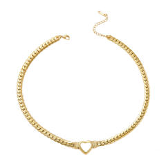 Hollow heart stainless steel chunky choker necklace