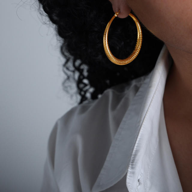 18K chunky different design stainless steel hoop earrings