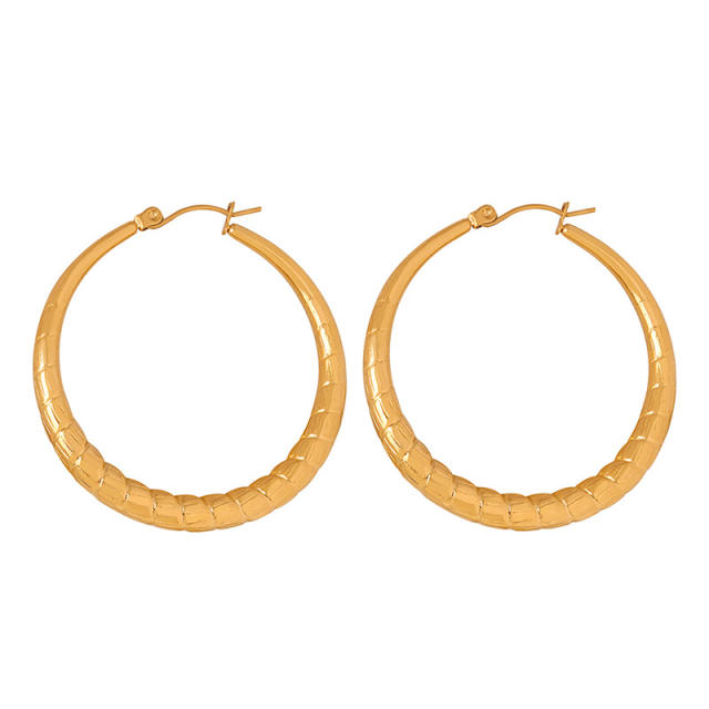 18K chunky different design stainless steel hoop earrings