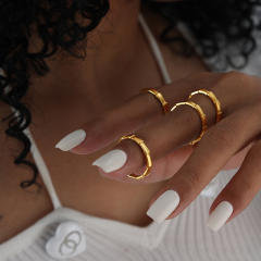 18K gold plated bamboo stainless steel rings