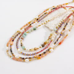 Handmade natural crystal bead colorful women necklace