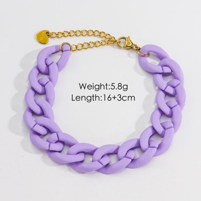 INS Y2K colorful acrylic cuban link chain bracelet