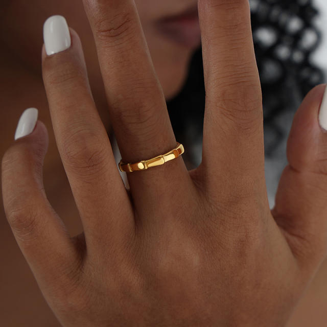 18K gold plated bamboo stainless steel rings