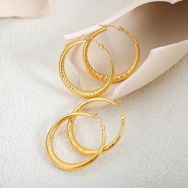 18K chunky different design stainless steel hoop earrings