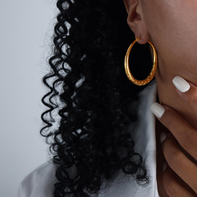 18K chunky different design stainless steel hoop earrings