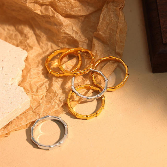 18K gold plated bamboo stainless steel rings