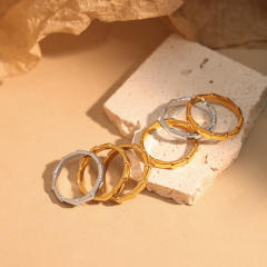 18K gold plated bamboo stainless steel rings