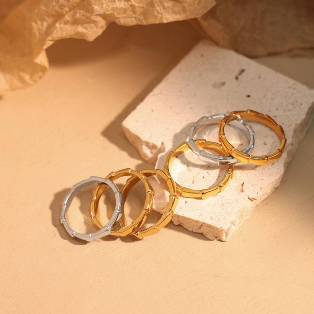 18K gold plated bamboo stainless steel rings