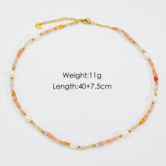 Handmade natural crystal bead colorful women necklace