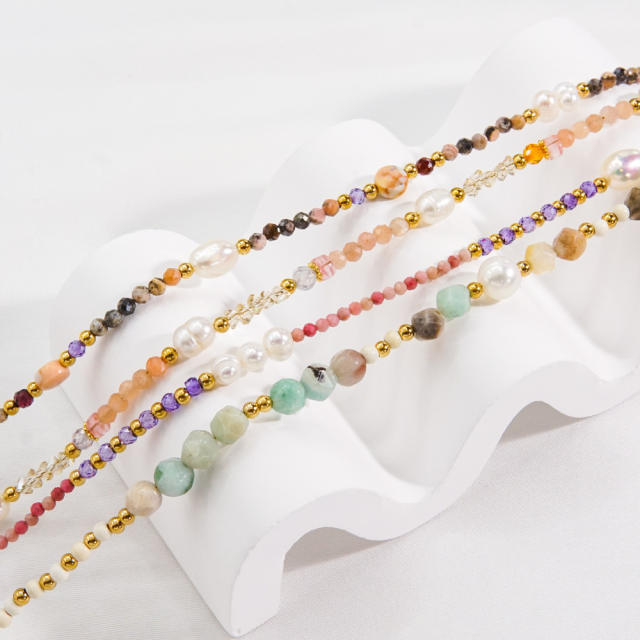 Handmade natural crystal bead colorful women necklace