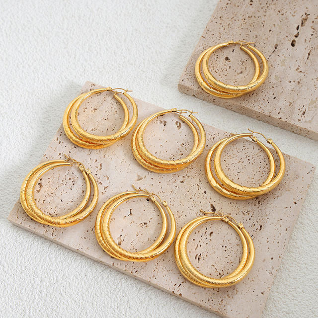 18K chunky different design stainless steel hoop earrings