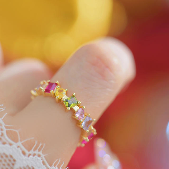 Delicate rainbow cz tiny butterfly women finger rings