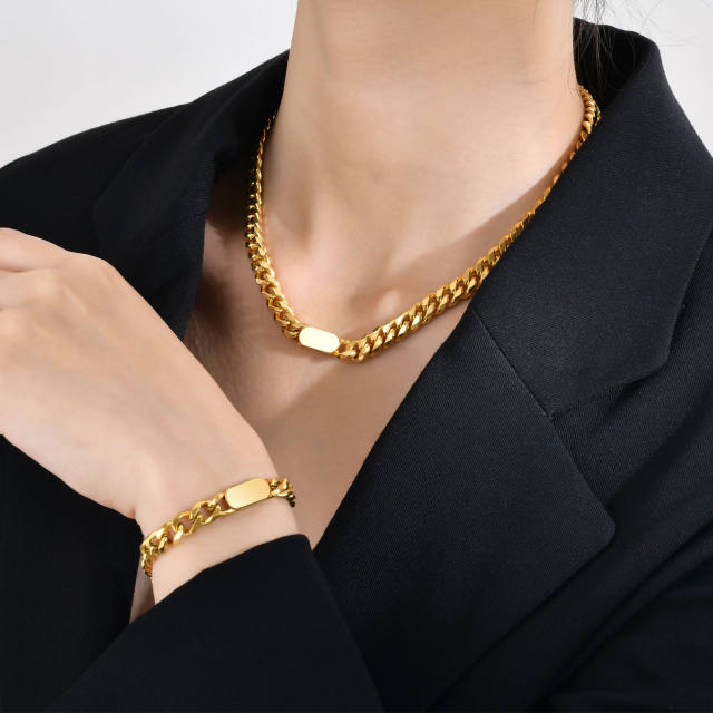 Chunky cuban link chain padlock heart stainless steel bracelet