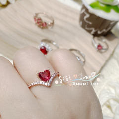 Luxury ruby cubic zircon statement women rings
