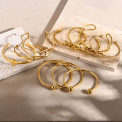 Concise knot cross geometric stainless steel cuff bangle