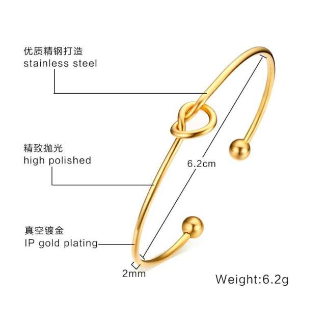 Concise knot cross geometric stainless steel cuff bangle