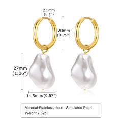 Imitation baroque pearl stainless steel earrings
