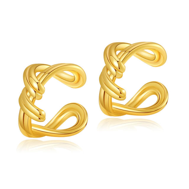 18K real gold palted knotted copper ear cuff