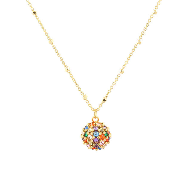 Sweet rainbow cz ball copper necklace earrings rings set