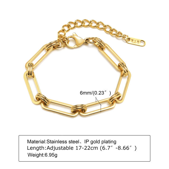 18K gold plated stainless steel chain bracelet
