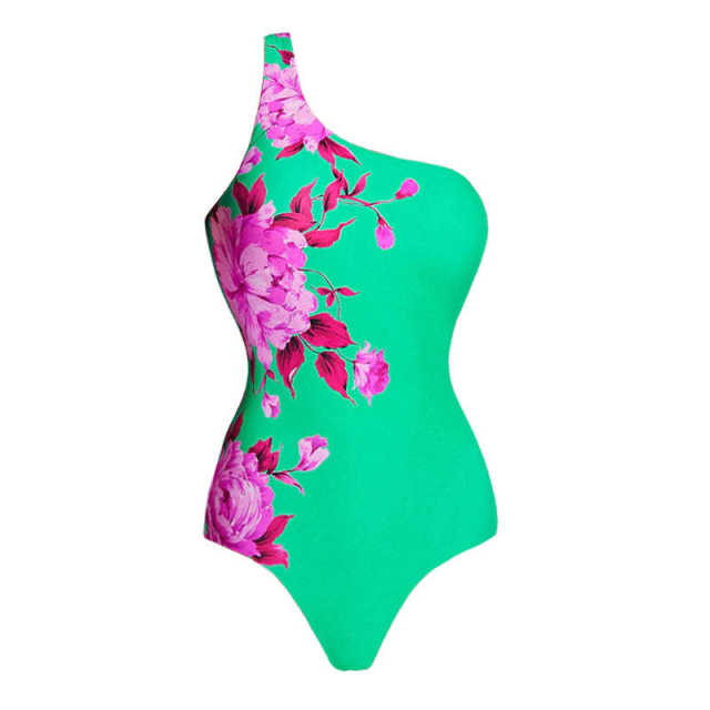 Sweet floral pattern off shoulder swimsuit set