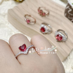 Luxury ruby cubic zircon statement women rings