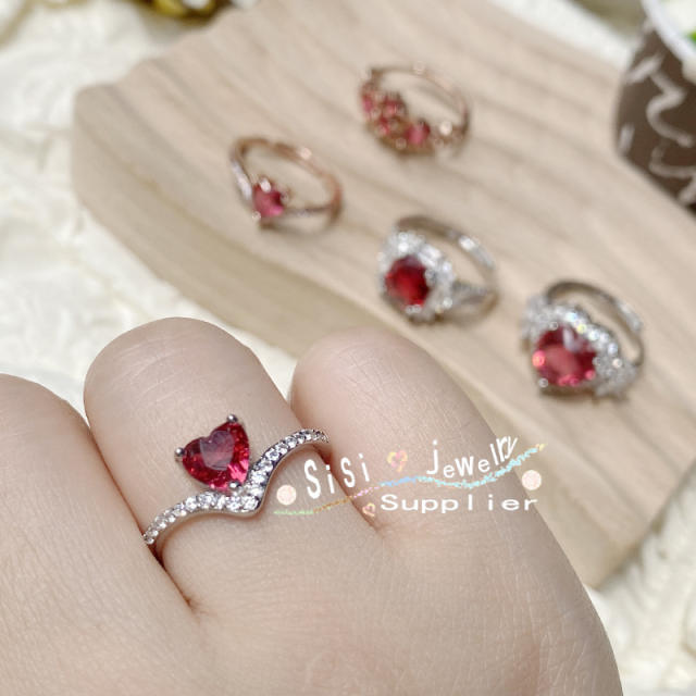 Luxury ruby cubic zircon statement women rings