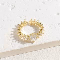14K real gold plated rainbow cz statement copper rings