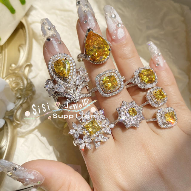 18K gold plated luxury topaz statement women rings