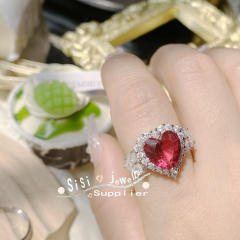 Luxury ruby cubic zircon statement women rings