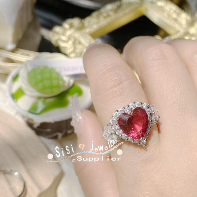 Luxury ruby cubic zircon statement women rings