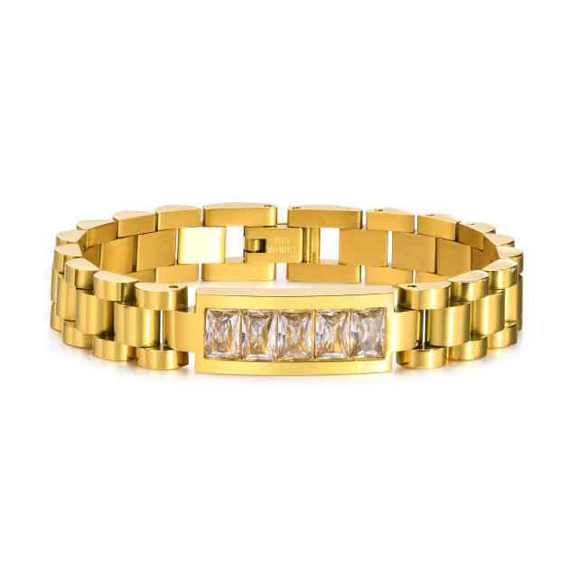 Chunky watch strap design stainless steel chain bracelet