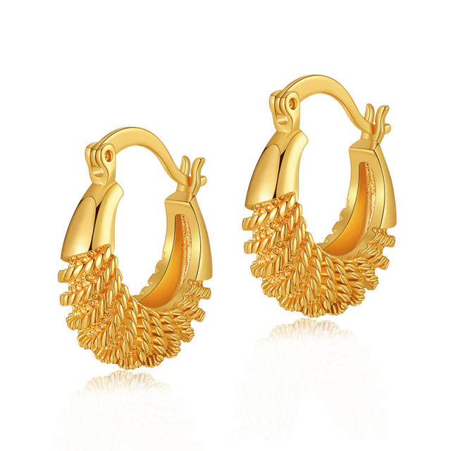 18K gold plated copper chunky huggie earrings