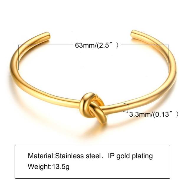 Concise knot cross geometric stainless steel cuff bangle