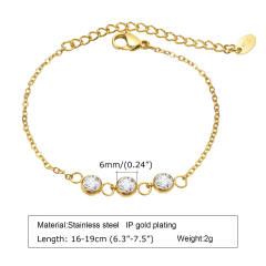 18K gold plated diamond heart dainty stainless steel bracelet