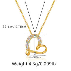 Baroque pearl diamond heart angel wing pendant gold plated copper necklace