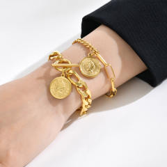 Chunky cuban link chain padlock heart stainless steel bracelet