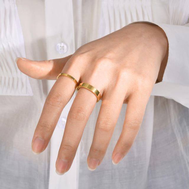 Simple gold color stainless steel rings band