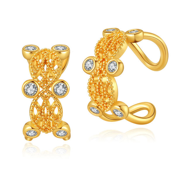 18K real gold plated cubic zircon copper ear cuff