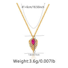 Baroque pearl diamond heart angel wing pendant gold plated copper necklace