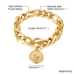 Chunky cuban link chain padlock heart stainless steel bracelet