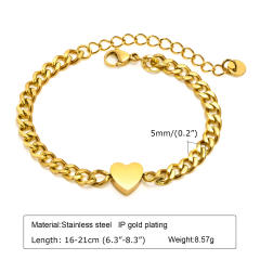 Chunky cuban link chain padlock heart stainless steel bracelet