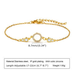 18K gold plated diamond heart dainty stainless steel bracelet