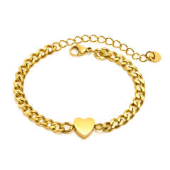 Chunky cuban link chain padlock heart stainless steel bracelet