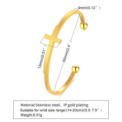 Concise knot cross geometric stainless steel cuff bangle